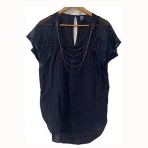 Free People Linen Embellished Layered Chain Top. Size M